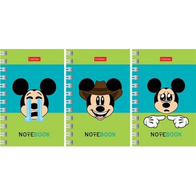 Записная книжка на спирали А7  40л клетка "Mickey emojis" (087525) Хатбер