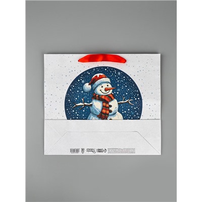 Пакет подарочный крафтовый, «С Новым годом», 30×26×9 см