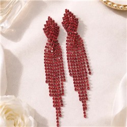 Серьги длинные висячие со стразами "Вечерние", цвет: красный, арт.012.021