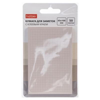 Бумага для заметок с клеевым краем 65х100мм 50 л. "Squares" кремовая европодвес 090343 Хатбер