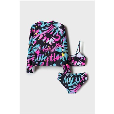 Комплект трикотажный для девочек: купальный костюм, фуфайка (футболка) для плавания PLAYTODAY, 1244196