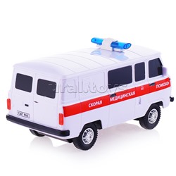 Машина р/у УАЗ 452 Скорая Помощь, 18 см, (свет, бел,) в коробке