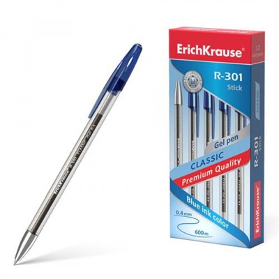 Ручка гелевая R-301 Classic Gel Stick 0.5 мм синяя 53346 ErichKrause