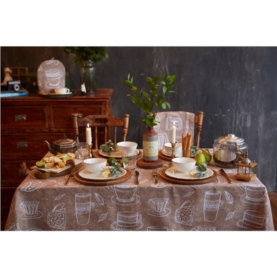 Скатерть «Доляна» Cup of tea, 110×144 см, 100% хлопок, 164 г/м²