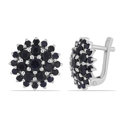 Серьги из серебра сапфир корунд, Ежевичка