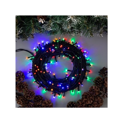Гирлянда «Нить» 20 м, IP44, тёмная нить, 200 LED, свечение мульти, 8 режимов, 220 В
