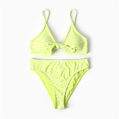 Купальник раздельный женский, геометрия на салатовом, размер 44 (S)