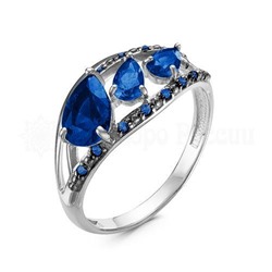 Кольцо из серебра с кварцем сапфир родированное 925 пробы К-3540рс108