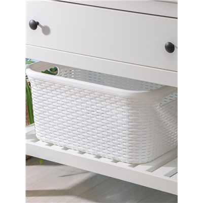 Корзина для глаженого белья «Ротанг», 32 л, 50×32.3×24.5 см, белая