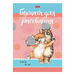 Набор бумаги для рисования 10л "Котоселфи" А4 100г/кв.м в папке тиснение