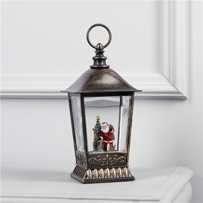 Светодиодная фигура «Фонарь с Дедом Морозом» 12×24×12 см, пластик, батарейки ААх3 (не в комплекте), USB, свечение тёплое белое