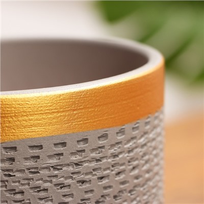 Горшок для цветов «Брюссель», 1.5 л, d=14 см, h=13.5 см, керамический, с поддоном, серый