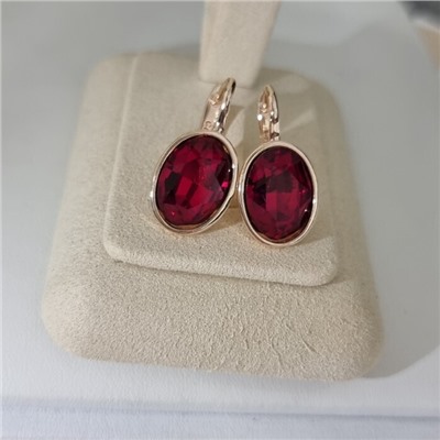 Серьги с кристаллом под Swarovski ювелирная бижутерия коллекция "Дубай" покрытие позолота, вставка: стекло, цвет: красный, арт.414.730