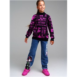 Брюки текстильные джинсовые утепленные флисом для девочек