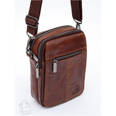 Сумка мужская кожаная 8611S brown Fuzhiniao в Новосибирске