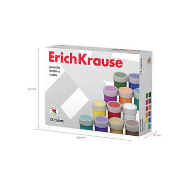 Гуашь 12 цветов × 17 мл, ErichKrause, в картонной упаковке