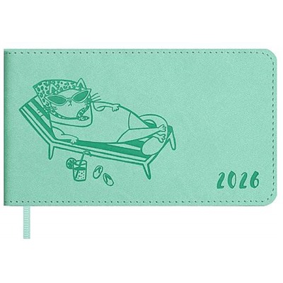 Еженедельник 2026 г. 150х87 мм 128 стр. 70401 "ВИННЕР МЯТЫЙ" кожзам Феникс