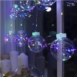 УЦЕНКА Гирлянда «Бахрома», 2.5×0.7 м, с насадками «Шарики», IP20, 12 В, 150 LED, серебристая нить, свечение мульти