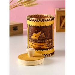 Туес шитый «Домики», банка для хранения, береста