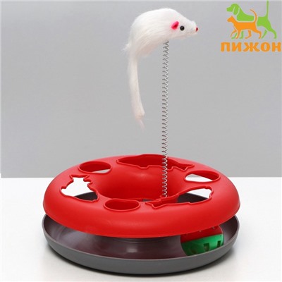 УЦЕНКА Игрушка для кошек «Загадочный круг - Рыбки», 23×7 см, красная/серая