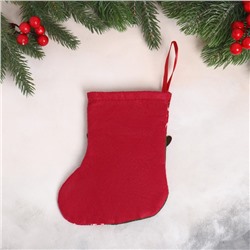 Мягкая подвеска «Носок - олень с бабочкой», 13×17 см, красно-зелёный