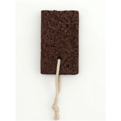 Натуральная пемза для педикюра, с подвесом, 10×6 см, в коробке, коричневая