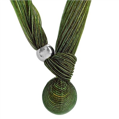 Кулон с текстилем и большой бусиной