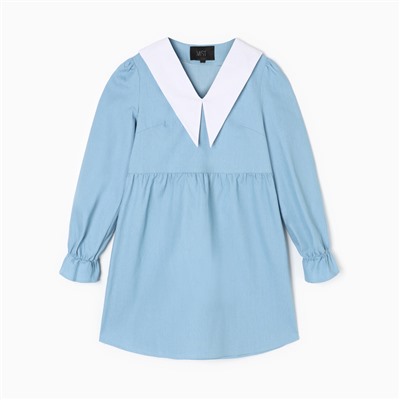 Платье мини женское джинсовое с воротником MIST, размер 42, светло-голубое