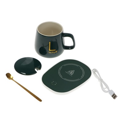 УЦЕНКА Подставка с подогревом LSK-1501, кружка, от USB, 16 Вт, зелёная