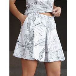 Юбка-шорты в складку с карманами из 100% хлопка с принтом