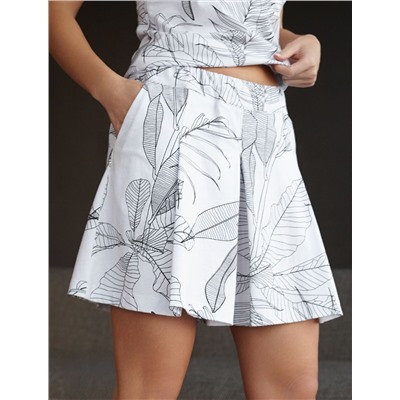 Юбка-шорты в складку с карманами из 100% хлопка с принтом