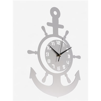 Часы настенные интерьерные, 3d "Якорь", наклейка, большие, 45 х 31 см