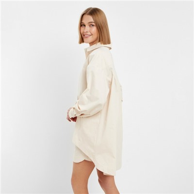 Костюм женский (рубашка, шорты) MINAKU: Oversize, молочный, размер 42
