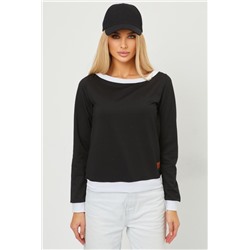 Кофта лодочка женская с округлым вырезом (Черный)