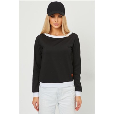 Кофта лодочка женская с округлым вырезом (Черный)