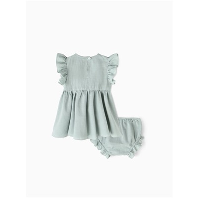 Комплект для девочки (туника, шорты) MINAKU, серо-зеленый, размер 74-80