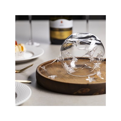 Гирлянда «Нить» 2 м роса с насадками «Звезда», IP20, серебристая нить, 20 LED, свечение тёплое белое, 2 режима, ААх2