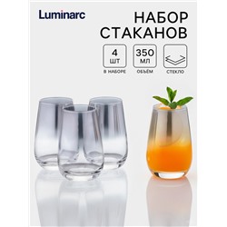 Стаканы Luminarc «Серебряная дымка», 350 мл, набор 4 шт., стекло, серые, прозрачные