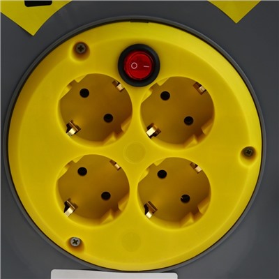 Удлинитель на катушке Luazon Lighting ECO, 4 розетки, 20 м, 10 А, ПВС 3х0.75 мм2, с з/к,IP20