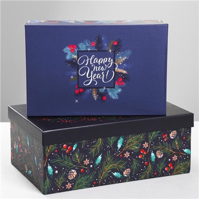 Набор новогодних подарочных коробок 10 в 1 «С Новым годом», 12×7×4‒32.5×20×12.5 см