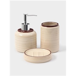Набор аксессуаров для ванной комнаты «Жаклин», 3 предмета, мыльница, дозатор для мыла, стакан, бежевый