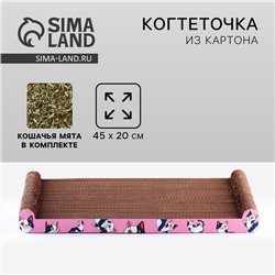 Когтеточка из картона с кошачьей мятой «Котик», 45 см × 20 см × 4.5 см