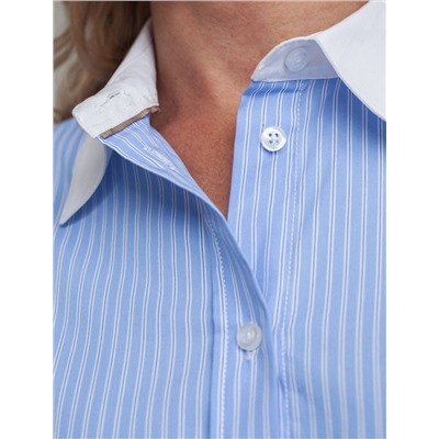 Блузка приталенного силуэта в полоску из эластичного хлопка