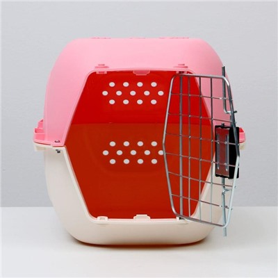 Переноска пластиковая, 47.5×33×31 см, розовая