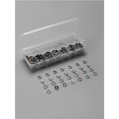 Кнопки рубашечные, открытые, d=9.5 мм, 140 шт., в органайзере