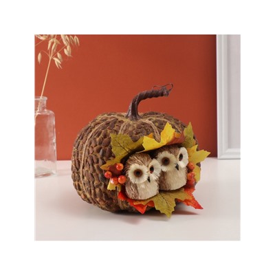 Фигурка «Две совушки в осенней тыкве», 20×20×20 см
