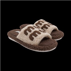 Тапочки меховые 10193 бежево коричневые