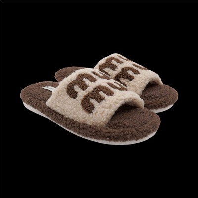 Тапочки меховые 10193 бежево коричневые