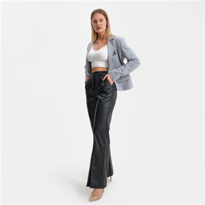 Брюки женские из экокожи, чёрные, размер 48-50