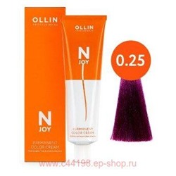 OLLIN "N-JOY" 0/25 - фиолетово-махагоновый (розовый), перманентная крем-краска для волос 100мл